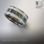 Abalone and White Resin Inlay Ring