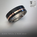Black Teflon & 2mm Rose Gold Ring