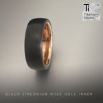 Black Zirconium D-Shape Ring with Rose Gold Inner