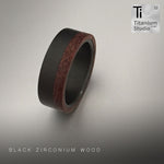 Black Zirconium Ring With Natural Wood Inlay