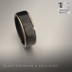 Black Zirconium Ring With White Gold Edges