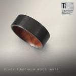 Black Zirconium Ring With Wood Inner