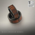 Black Zirconium Ring with Bamboo Inlay Ring