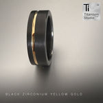Black Zirconium Ring with Off Centre 9ct Yellow Gold Inlay