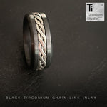 Black Zirconium Ring with Silver Chain inlay