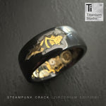 Black Zirconium Steampunk Cracked Ring