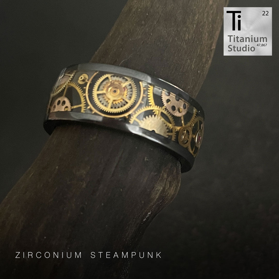Black Zirconium Steampunk Ring