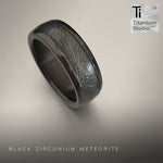 Black Zirconium and Meteorite D-Shape Ring