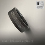 Black Zirconium and Meteorite Flat Shape Ring
