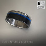 Black and Blue Teflon and Titanium Ring