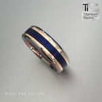 Deep Blue and Gold Titanium Ring