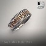 Greek Cast Yellow Gold Inlay Ring
