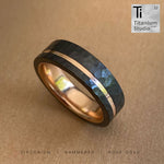 Hammered Black Zirconium Ring with Off Centre 9ct Inlay and Full Inner Gold Sleeve