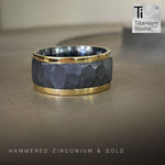 Hammered Black Zirconium with Double Yellow Gold Sides