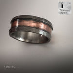 Hammered Titanium & Copper Inlay Ring