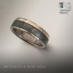 Meteorite and Off Centre Gold Inlay Ring