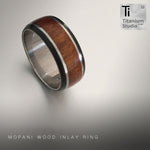 Mopani Wood and Teflon Inlay Titanium Ring
