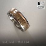 Olive Wood & Off Centre Rose Gold