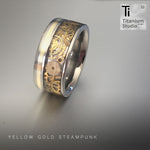 Steampunk Ring with Yellow Gold Inlay