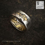 Titanium Cracked Steampunk Ring