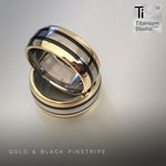 Titanium Ring Black Inlays and Yellow Gold Sides