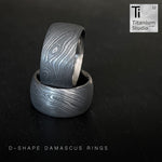 Wide D-shape Damascus ring wider