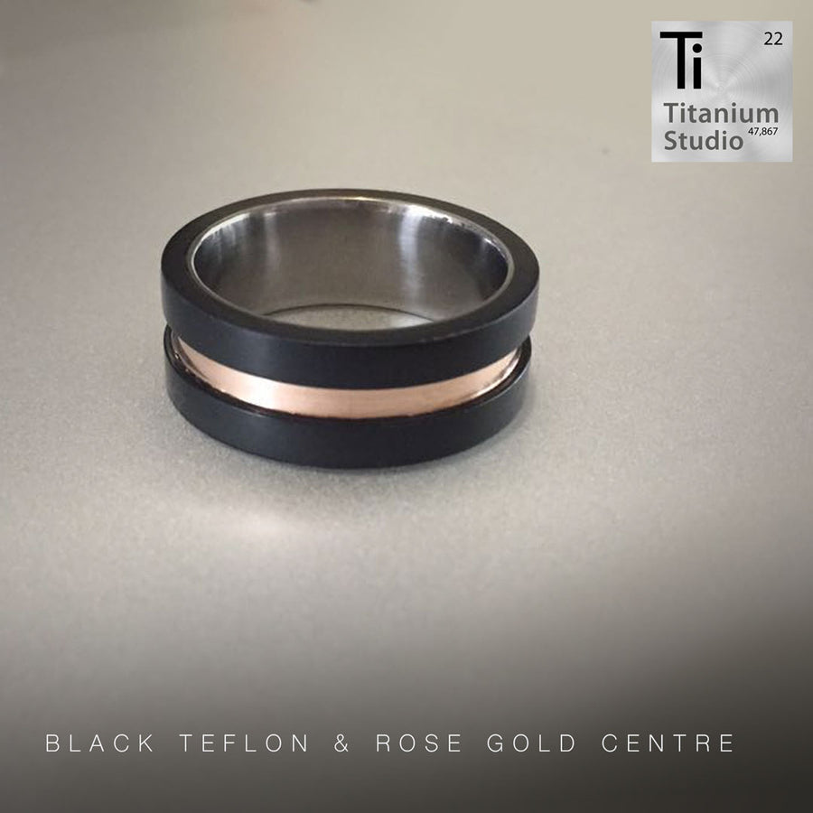 Black Teflon with Recessed Rose Gold Inlay – Titanium Studios Pty Ltd