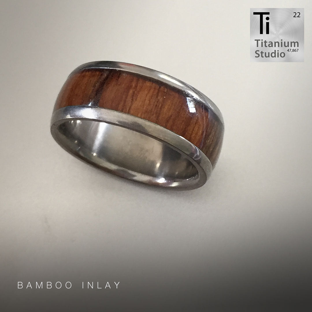 D Shape Bamboo Inlay Ring – Titanium Studios Pty Ltd
