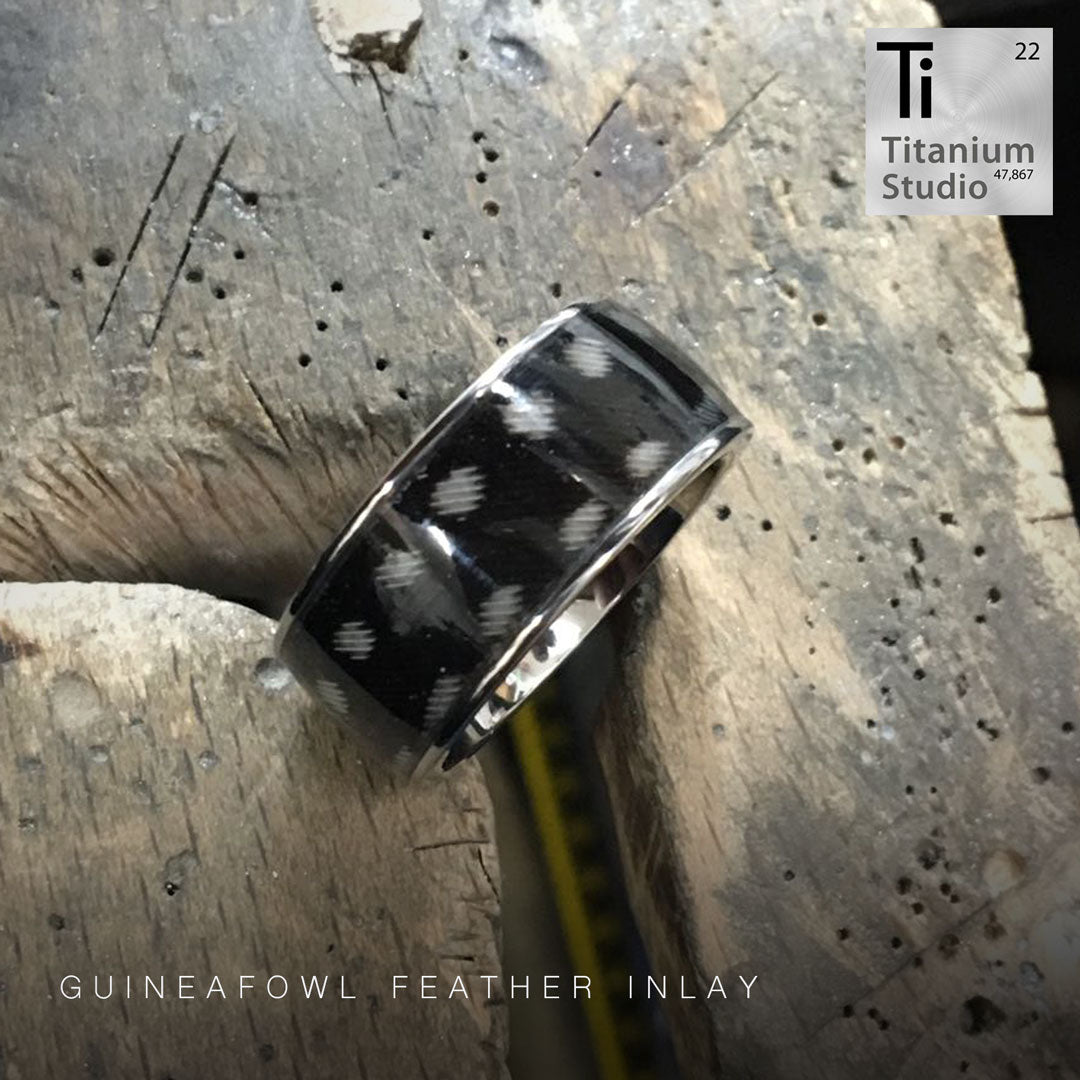 Guineafowl Feather Inlay Ring