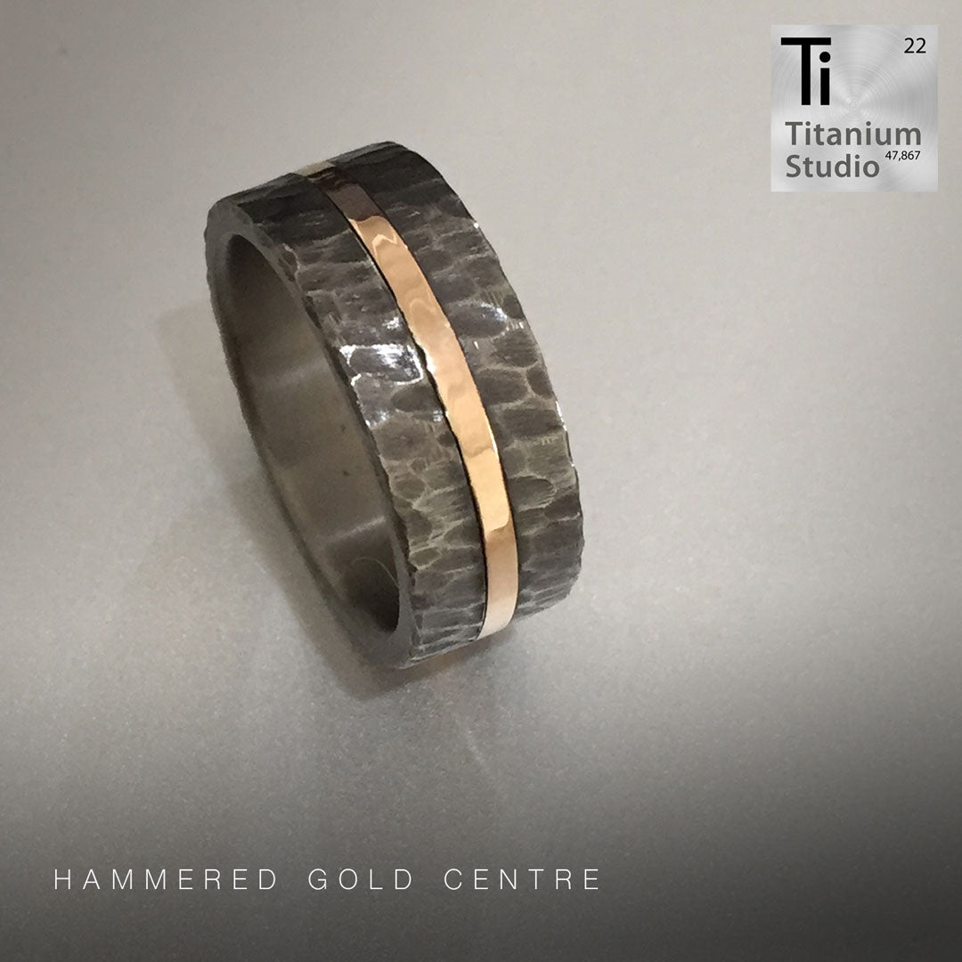 Hammered Rose Gold Inlay Ring – Titanium Studios Pty Ltd