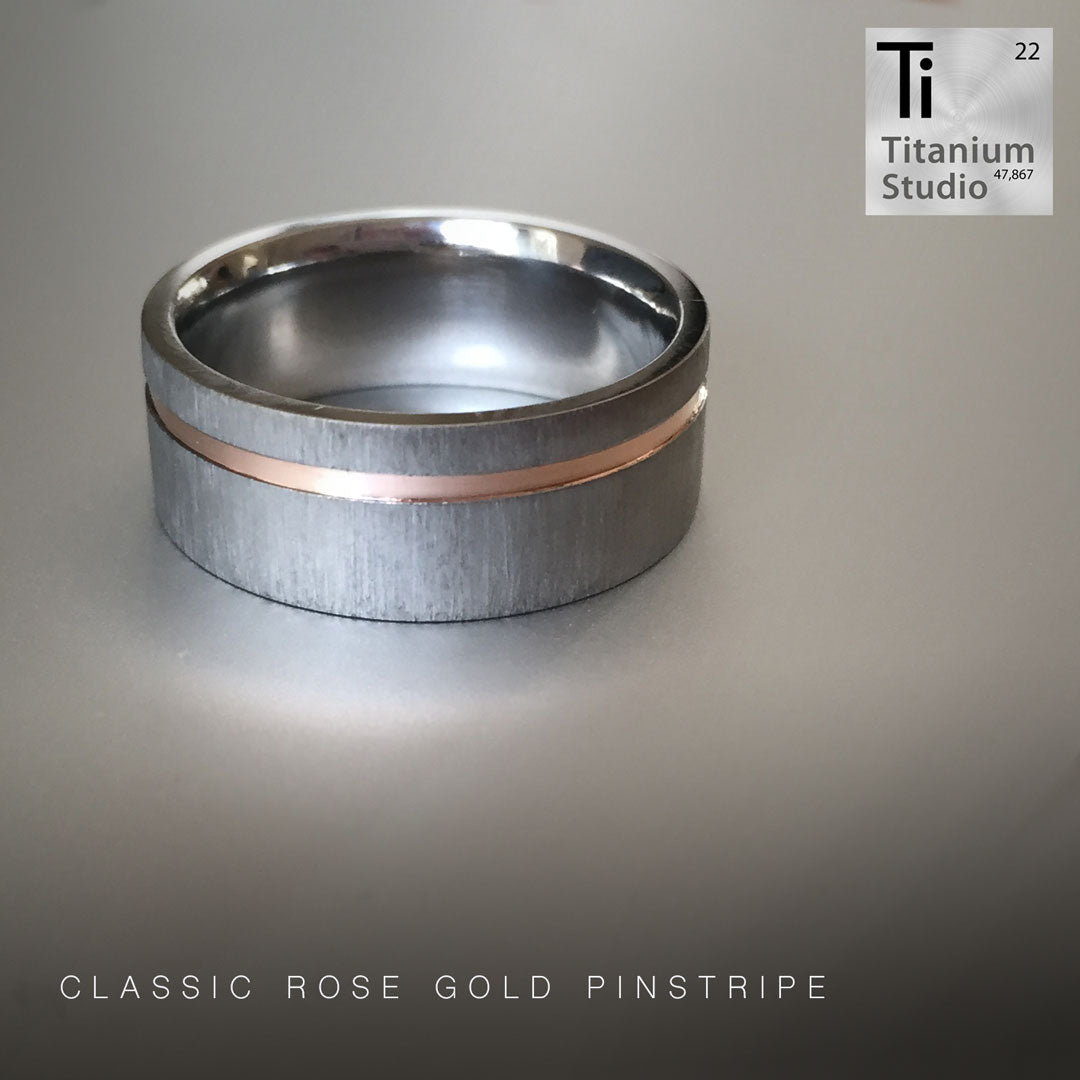 Off Centre Rose Gold Inlay Ring – Titanium Studios Pty Ltd