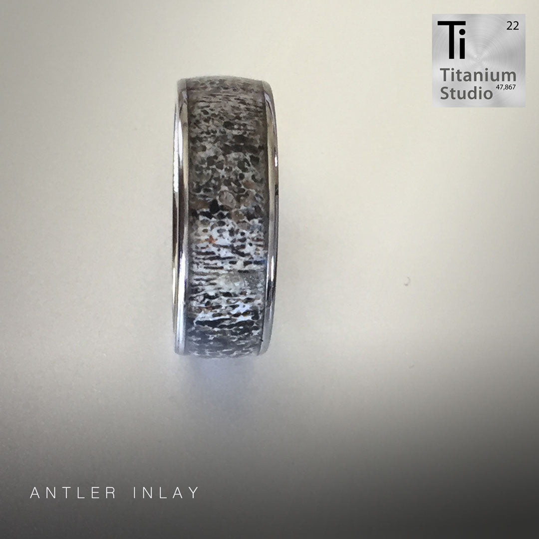Plain Titanium and Antler Ring