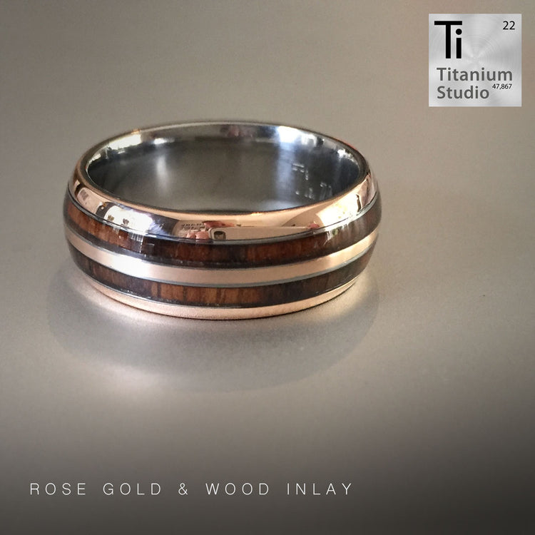 Rose Gold and Double Wood Inlay – Titanium Studios Pty Ltd