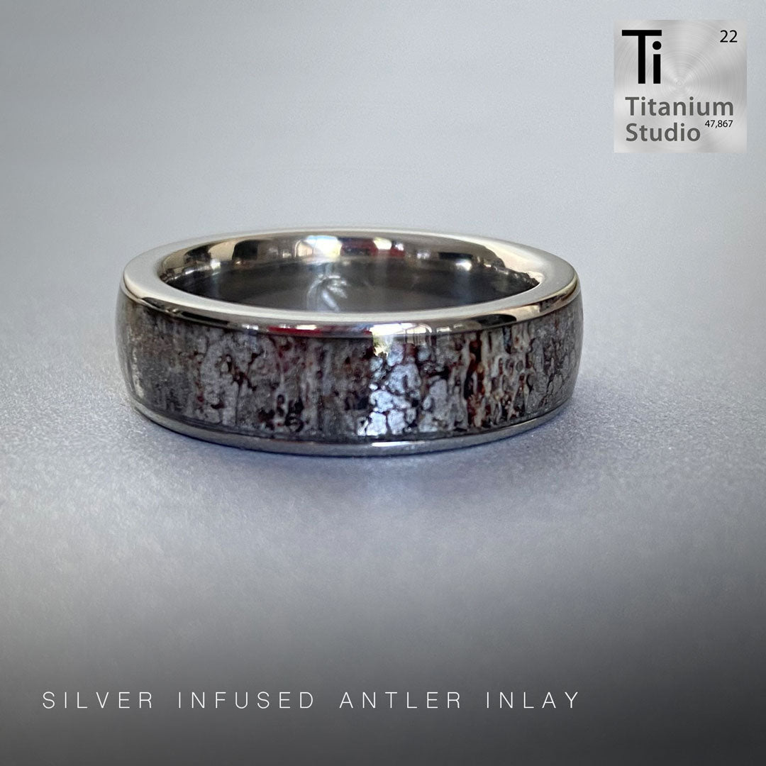 Silver Infused Antler Ring