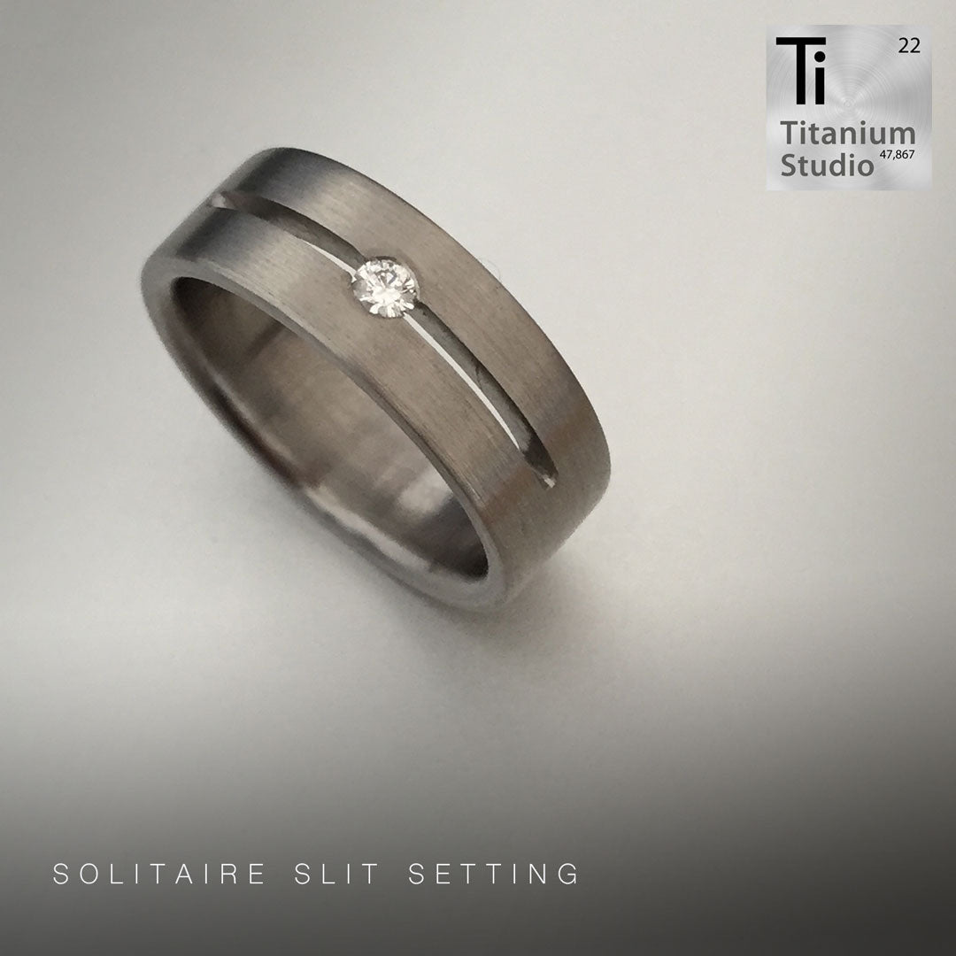 Single Diamond in Slit Titanium Ring – Titanium Studios Pty Ltd