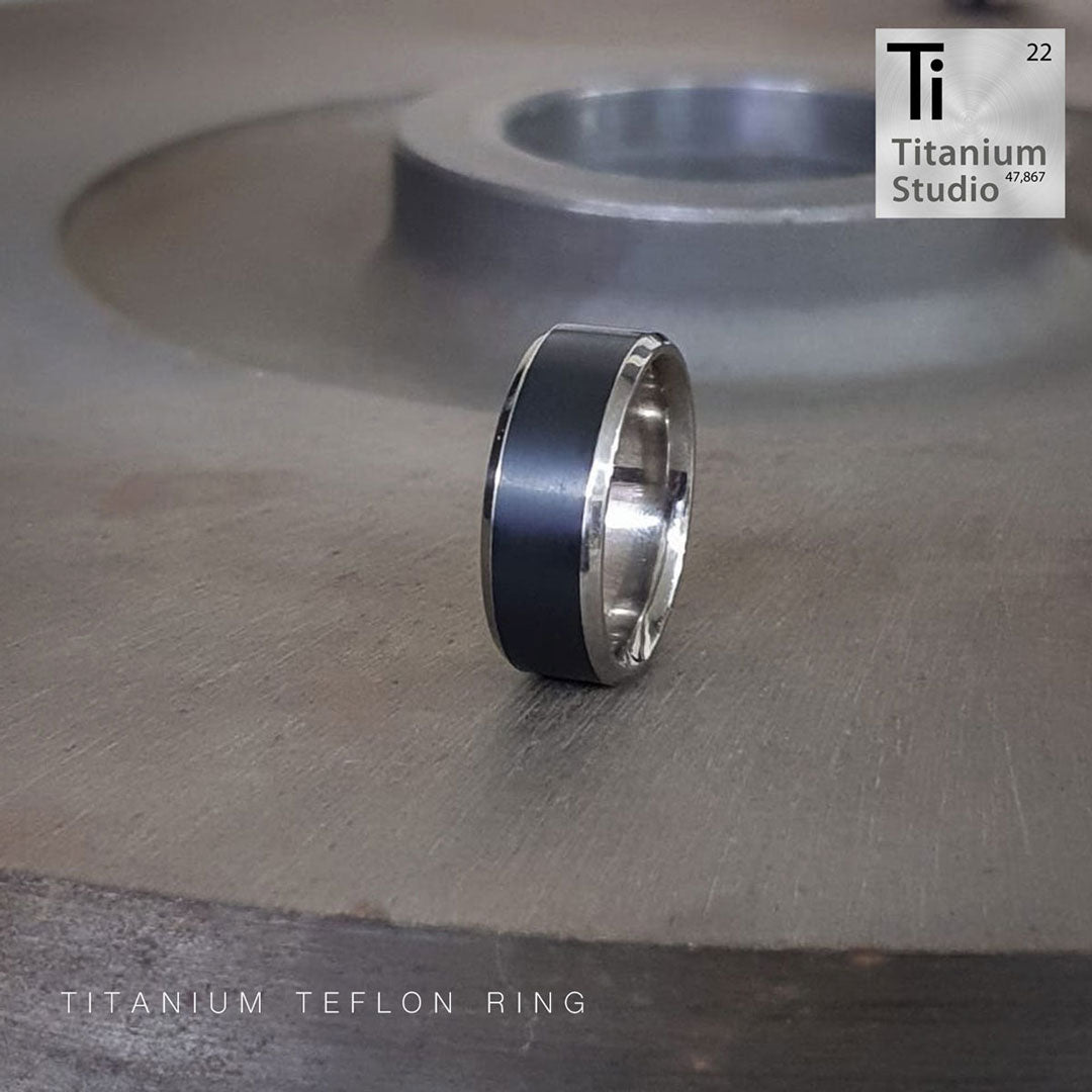 Titanium Ring With Black Teflon Inlay